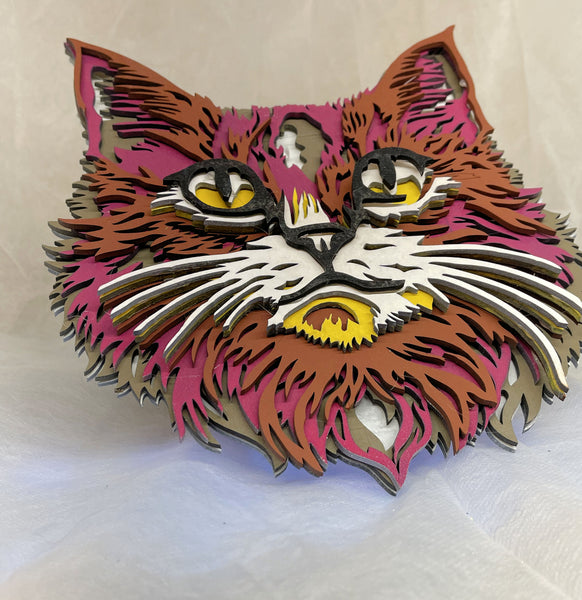 3d multilayered cat face