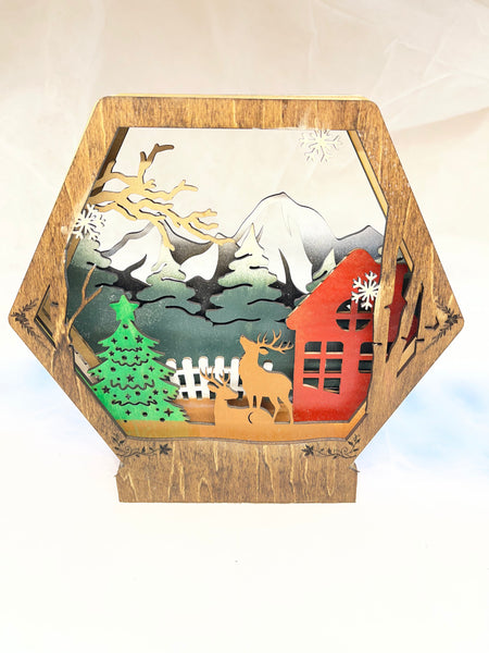 Christmas layered scene with deer