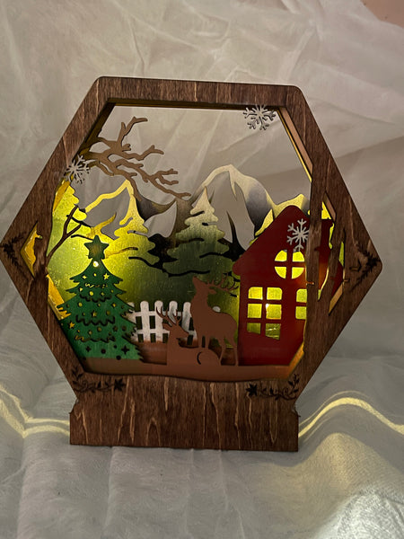 Christmas layered scene with deer