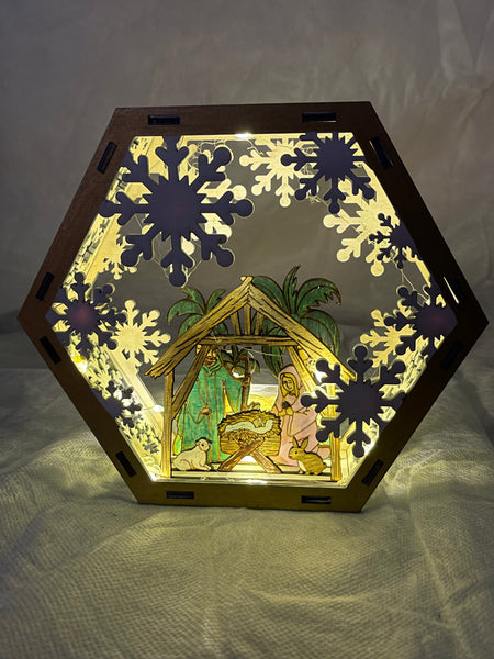 Layered Christmas nativity scene