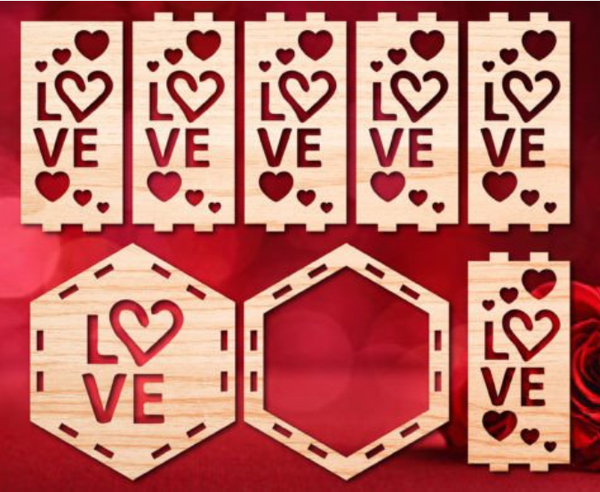 Valentines lantern-design #14 hexagon "LOVE"