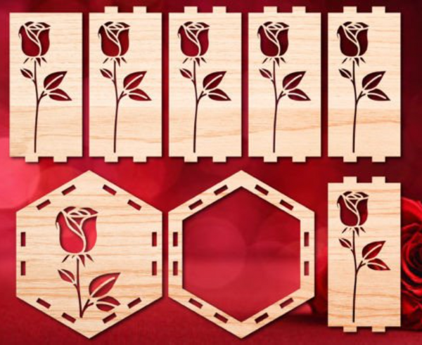 Valentines lantern-design #12 hexagon "long rose"