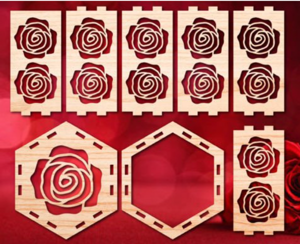 Valentines lantern-design #15 hexagon "Rose swirl"