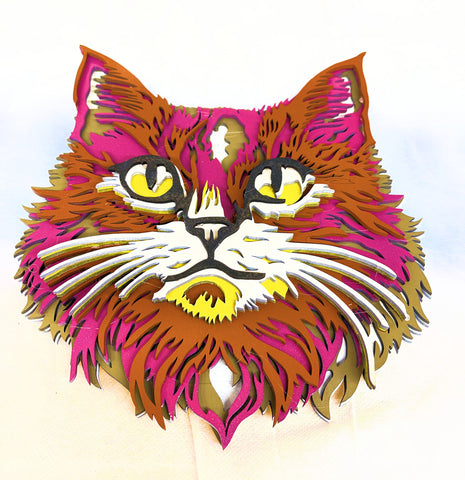 3d multilayered cat face